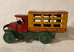 Vintage Tin Marx Royal Van Company Moving van Toy Truck O-80