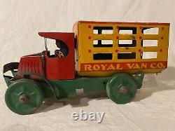Vintage Tin Marx Royal Van Company Moving van Toy Truck O-80