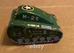 Vintage Tin Mechanical Superman Turnover Tank by Line Mar Toys Marx, WORKS! 1950