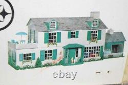Vintage Tin Metal MARX Dollhouse 2 Story Colonial Mansion Box Inst VGUC Complete