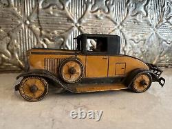 Vintage Tin Old Time Car Marx - 1930's Cadillac Coupe with Driver Untested