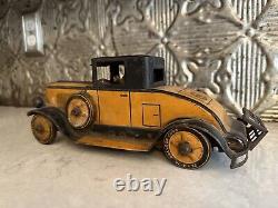 Vintage Tin Old Time Car Marx - 1930's Cadillac Coupe with Driver Untested