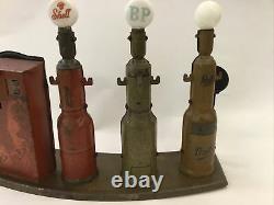 Vintage Tin Toy Marx Double Shell Bp Pratts Triple Bowser Gas Rare Garage In Out