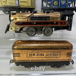 Vintage Tinplate 1930s Marx O Gauge Pre-war Locomotive Railroad Train & Car Lot