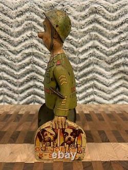 Vintage Unique Art G. I. Joe And His K-9 Pups Tin Wind Up Toy With Repro Box