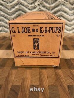 Vintage Unique Art G. I. Joe And His K-9 Pups Tin Wind Up Toy With Repro Box