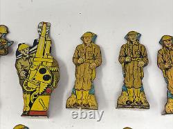 Vintage WWI Marx Flat Metal Tin Litho Soldiers Cork Gun Targets Lot of 20