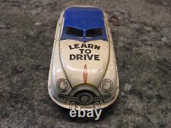 Vintage Windup Marx Safe Driving School Tin Mechanical Toy Car Rare 305
