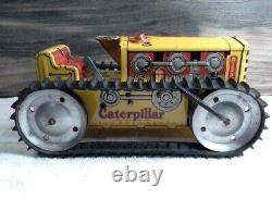 Vintage Working Louis Marx & Co. Tin Lithograph Caterpillar wind-up Toy Tractor
