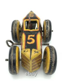 Vintage Working Marx Tin Wind-Up Racer #5 Preowned