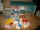 Vintage marx tin metal litho two story dollhouse with furniture