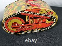 Vtg 1930s MARX Tank Wind Up No. 3 US Army Tin Lithograph Toy USA