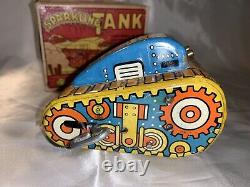 Vtg 1940s Marx Sparkling Tank Tin WU Wind-Up Toy+Original Box -Works (No Sparks)