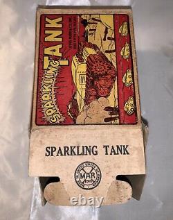 Vtg 1940s Marx Sparkling Tank Tin WU Wind-Up Toy+Original Box -Works (No Sparks)