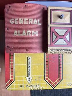 Vtg 30s Tin Marx Toys General Alarm Firehouse Fire Department Headquarter In Box