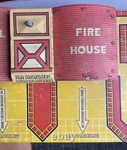 Vtg 30s Tin Marx Toys General Alarm Firehouse Fire Department Headquarter In Box