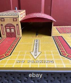 Vtg 30s Tin Marx Toys General Alarm Firehouse Fire Department Headquarter In Box