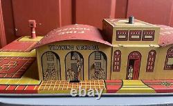 Vtg 30s Tin Marx Toys General Alarm Firehouse Fire Department Headquarter In Box