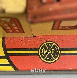 Vtg 30s Tin Marx Toys General Alarm Firehouse Fire Department Headquarter In Box