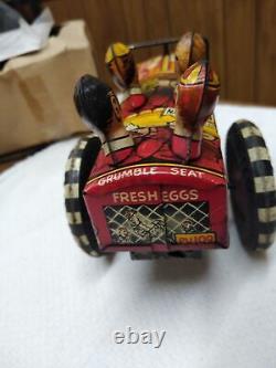 Vtg MARX Crazy Jalopy Car Tin Toy Wind Up Lithograph Works PHI Delta College 30