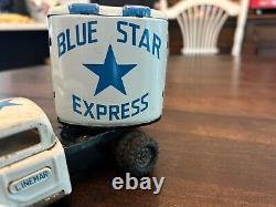 Vtg MARX Linemar tin friction semi-truck. Blue Star Express. 1950s Japan