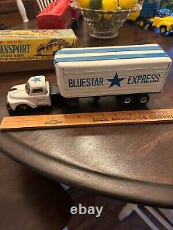 Vtg MARX Linemar tin friction semi-truck. Blue Star Express. 1950s Japan