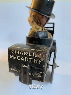 Vtg. MARX Tin Litho Charlie McCarthy Edgar Bergen Crazy Car Windup, 1930s