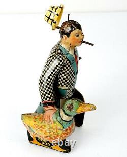 Vtg Marx 1930's Tin Litho Clockwork Windup Joe Penner & His Goo Goo Duck L@@K