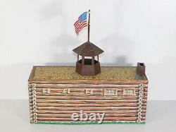 Vtg Marx Fort Apache Play Set US Cavalry Supply Tin Litho Building Indian Toys