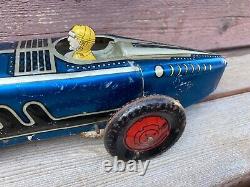 Vtg Marx Giant King Boat Tail Tin Litho Blue Indy Racer 1941 Wind Up 13