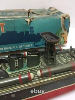 Vtg Marx Linemar Remote Controlled Battery Operated TORPEDO BOAT TOY Box Tin 33