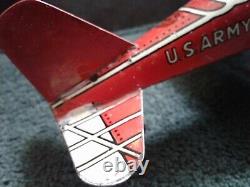 Vtg. Marx U. S. Army #712 Sparking Fighter Plane Tin Litho Wind-Up, Works, No Box