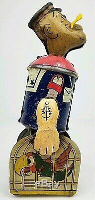Vtg Marx Walking Popeye Carrying Parrots Tin Litho Wind Up Toy Not Working #2