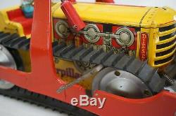 Vtg Marx Windup Diesel Caterpillar Climbing Tractor Tin Litho Metal Bulldozer