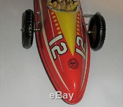 Vtg Rare & Minty 1942 Marx New York 16 -1/2 Two Man Tin Windup Racer Race Car