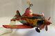 Vtg Tin Litho Tether Plane Toy Wind Up 15-A With Celluloid Pilot Working Japan
